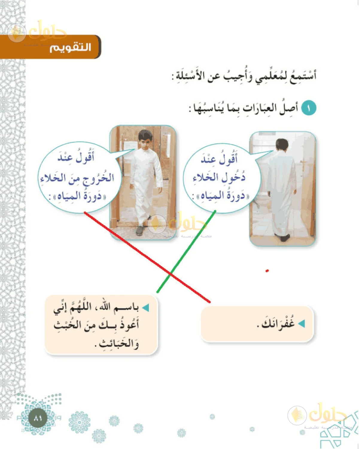 حل الفقه والسلوك للصف الأول الابتدائي صفحة 81