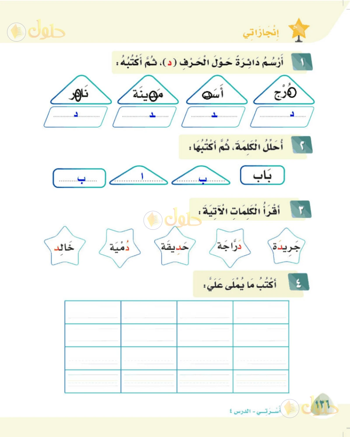 حل لغتي الصف الأول الابتدائي صفحة 136