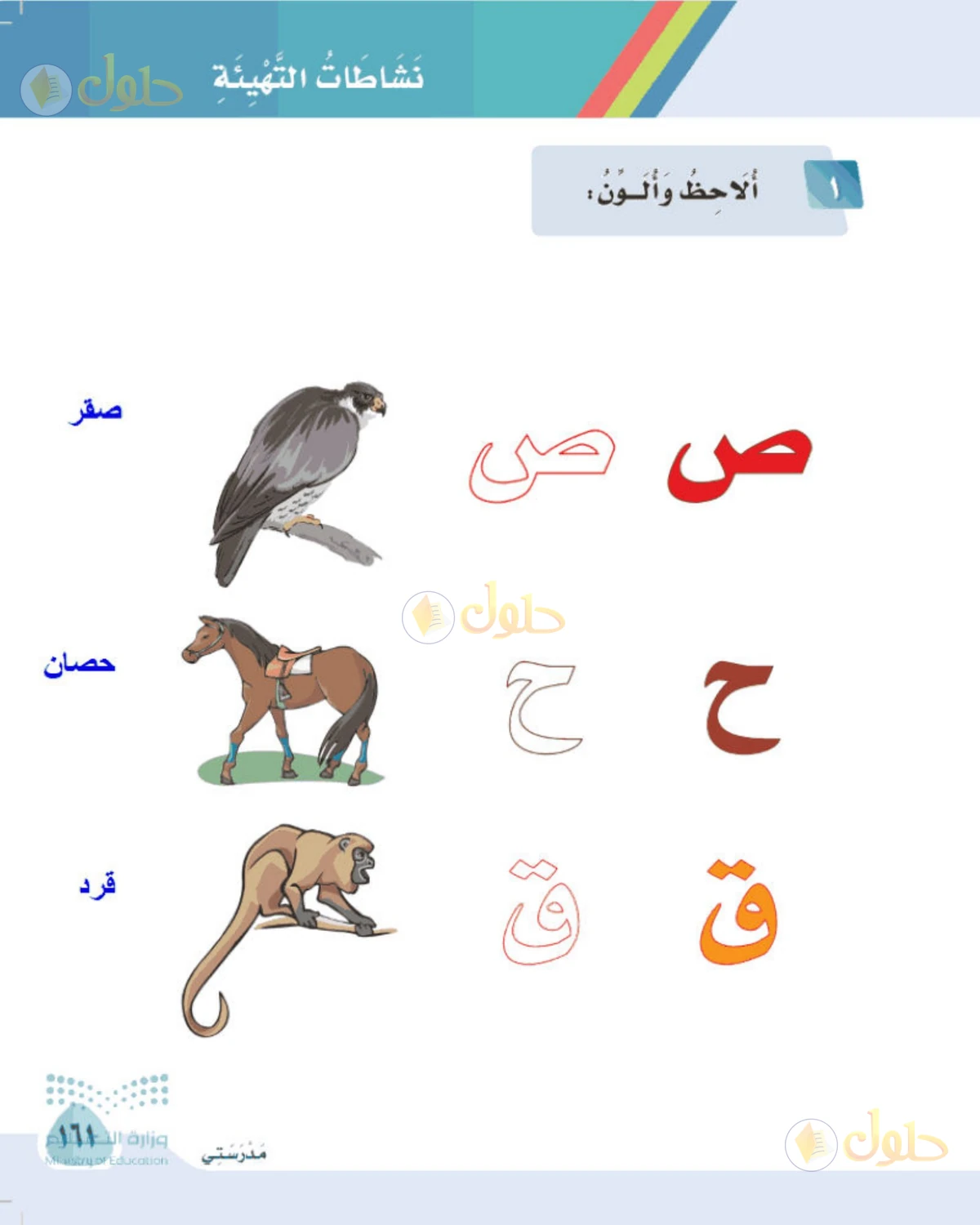 حل لغتي الصف الأول الابتدائي صفحة 161