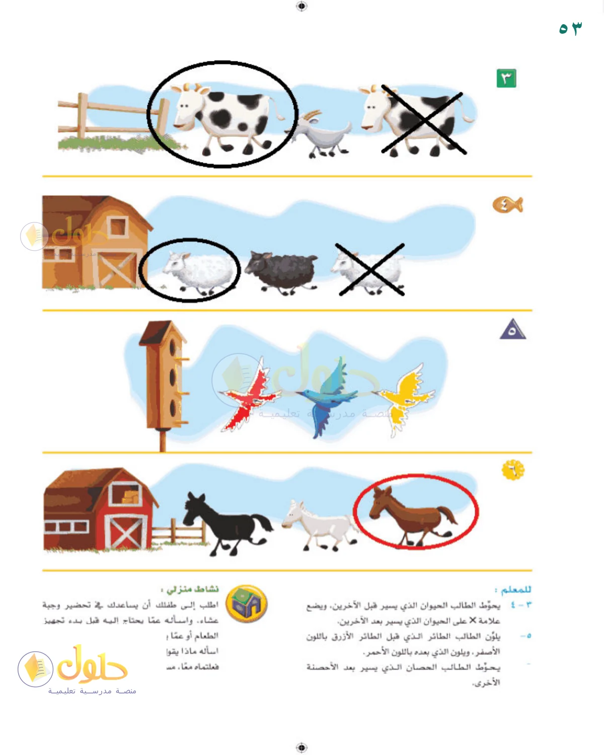 حل الرياضيات للصف 1 الابتدائي صفحة 53