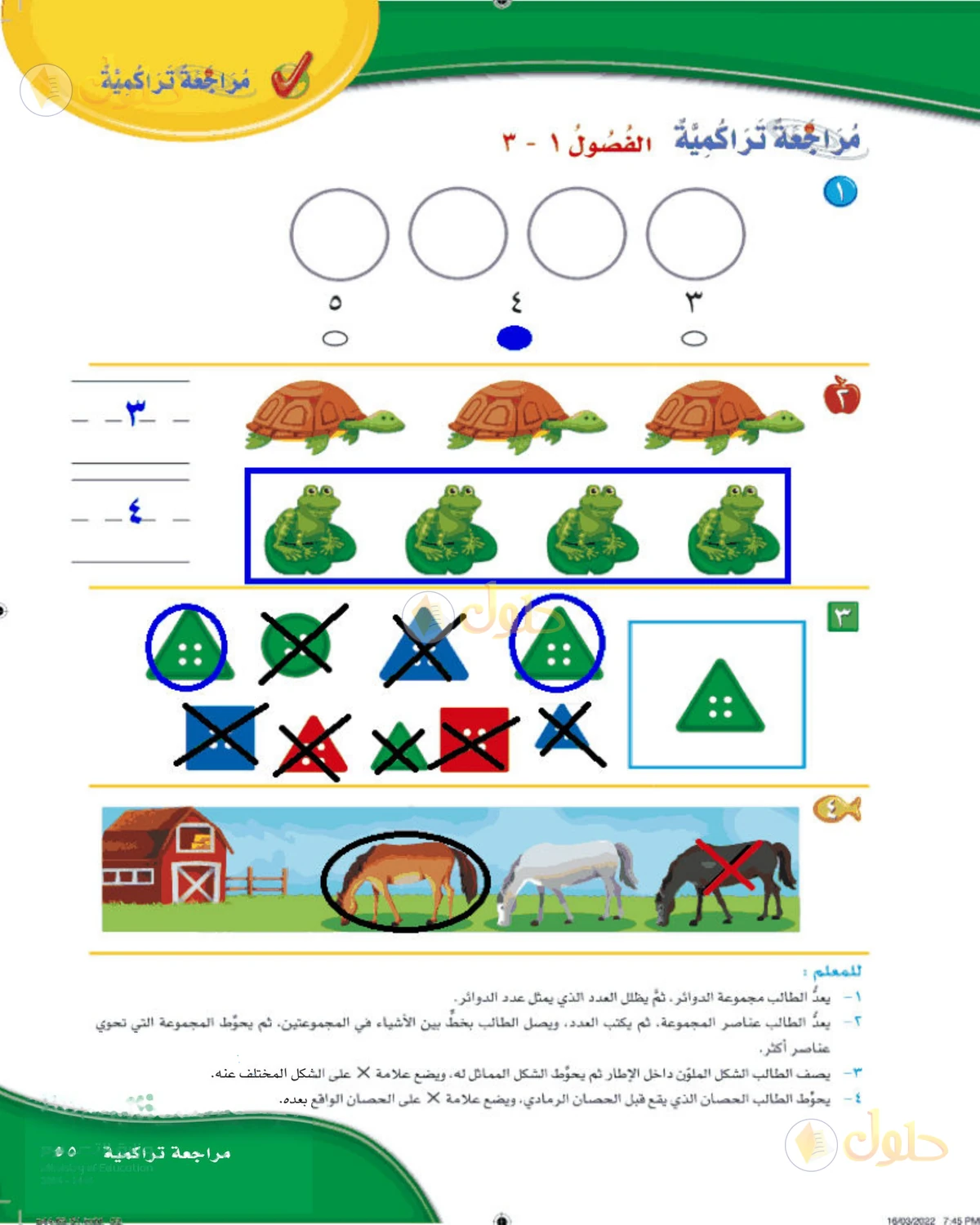 حل الرياضيات للصف الأول الابتدائي صفحة 55