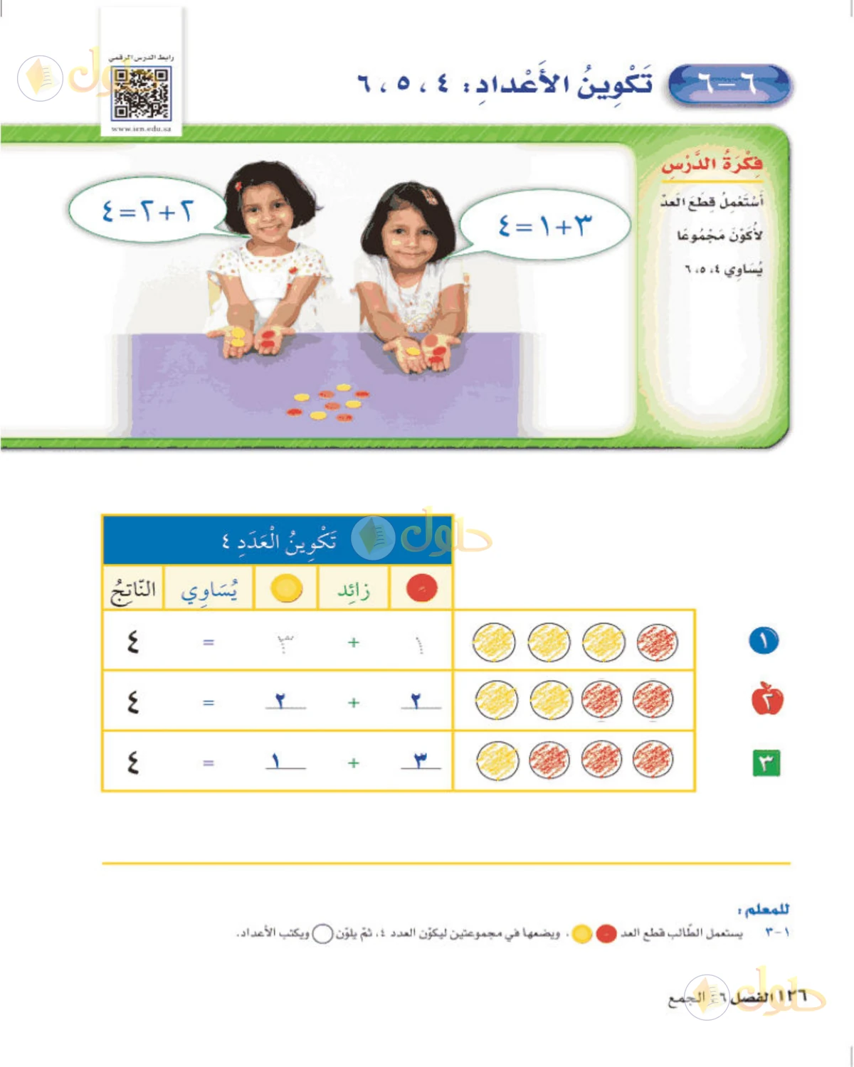 حل الرياضيات للصف الأول الابتدائي صفحة 126