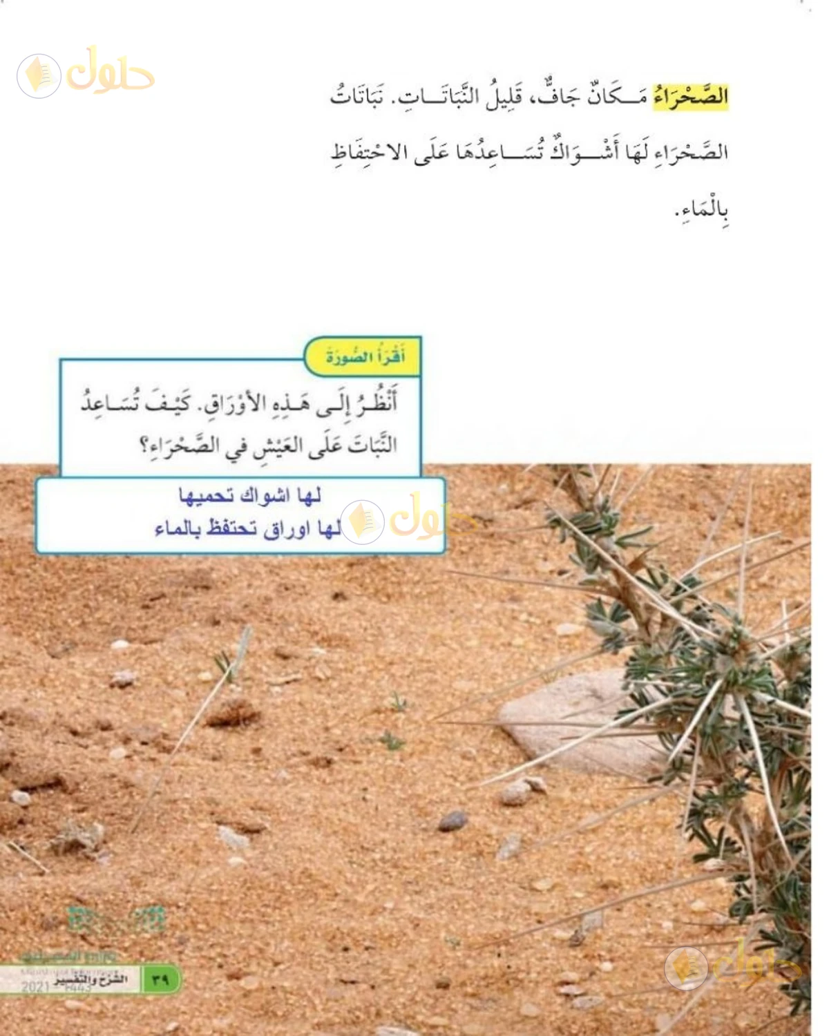 حل العلوم للصف الأول الابتدائي صفحة 39