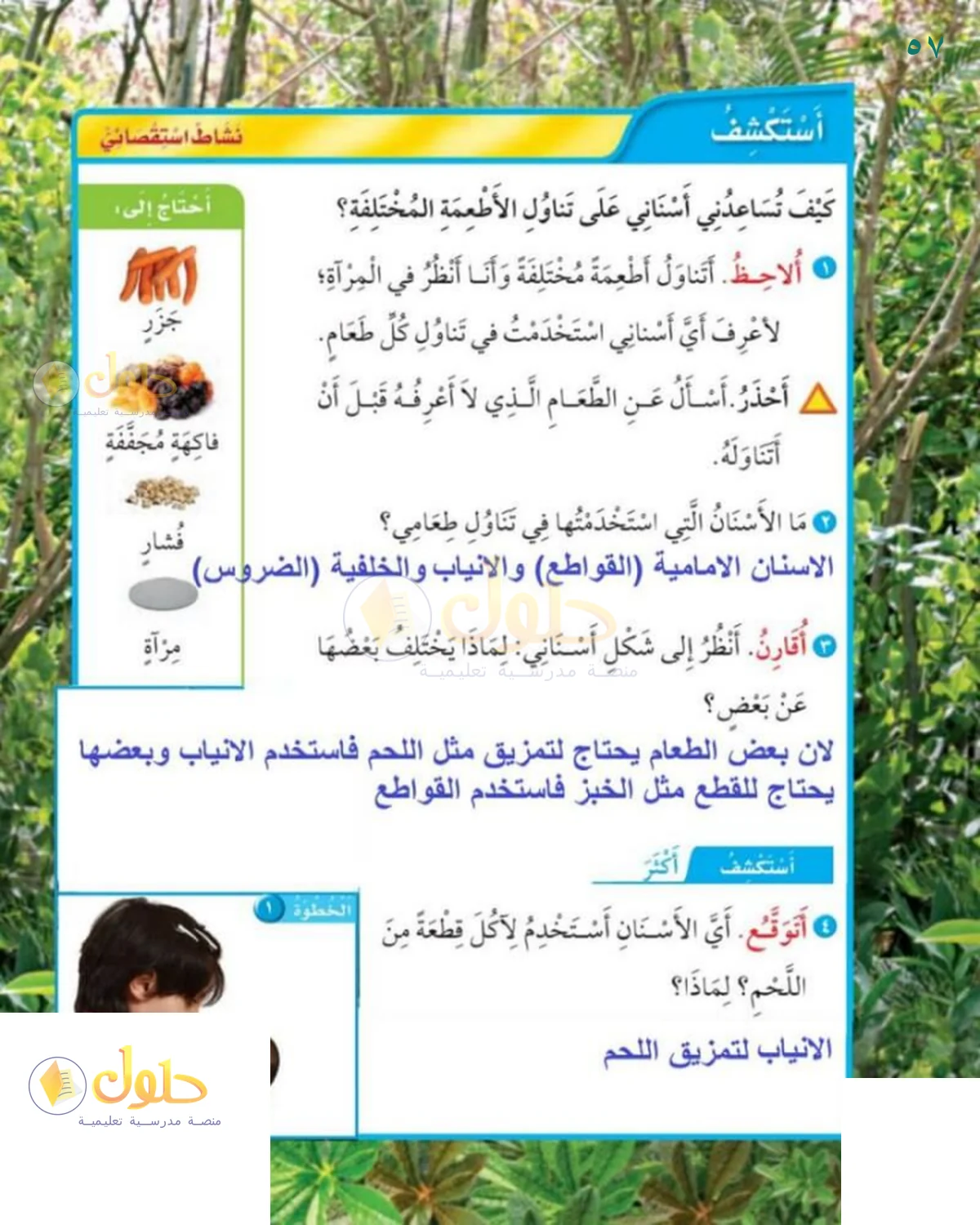 حل العلوم للصف 1 الابتدائي صفحة 57