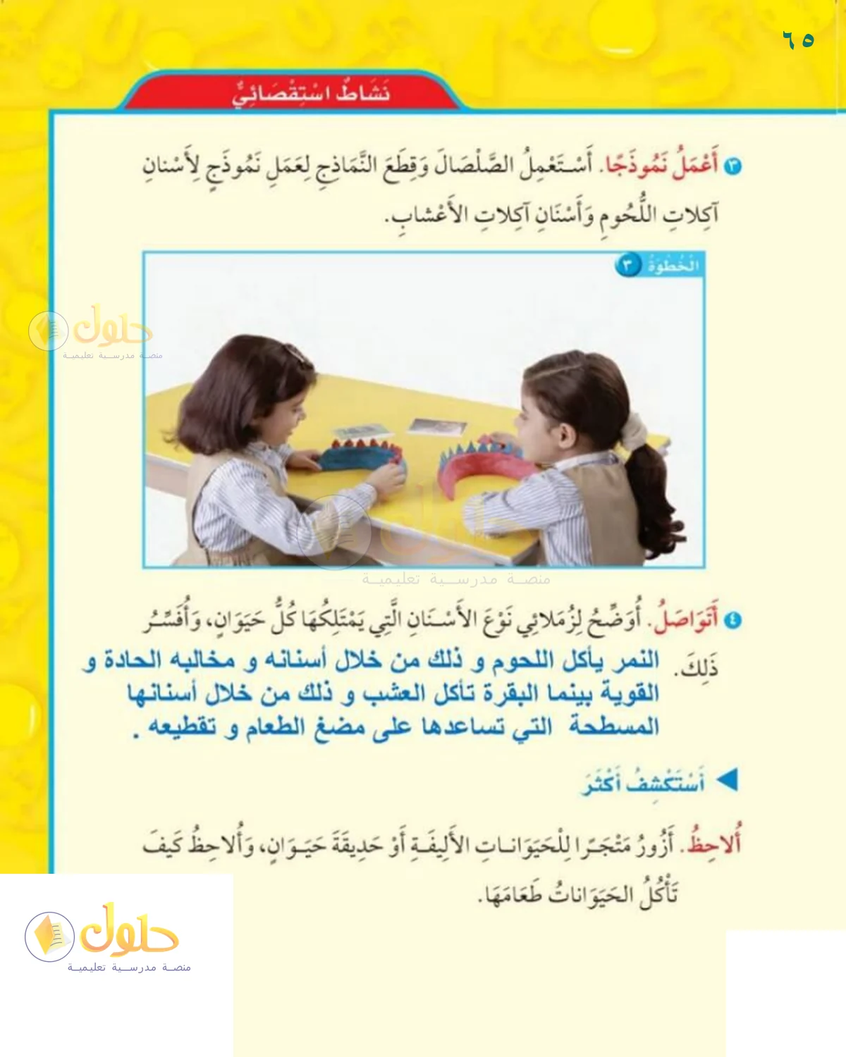 حل العلوم للصف 1 الابتدائي صفحة 65
