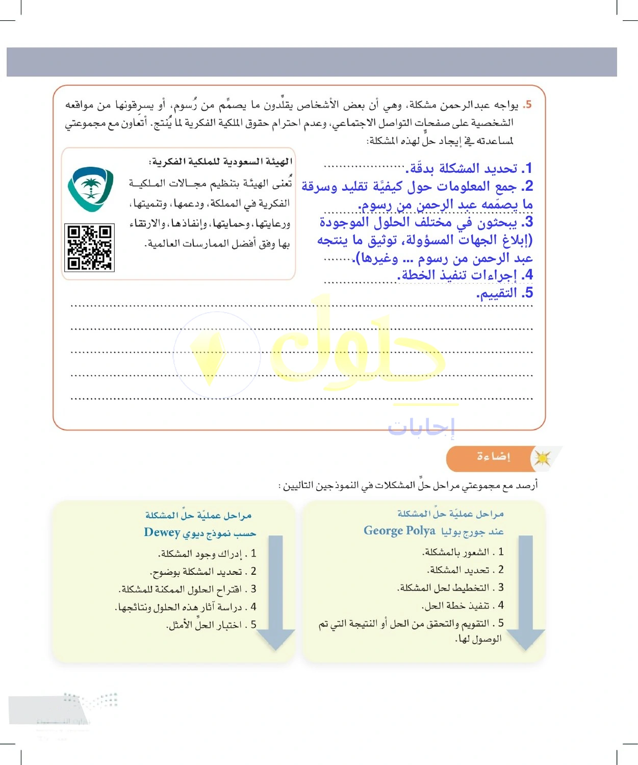 حل أنشطة معالجة تقليد الأعمال الفنية ومراحل حل المشكلات — صفحة ١٧ في كتاب التفكير الناقد للصف الأول الثانوي