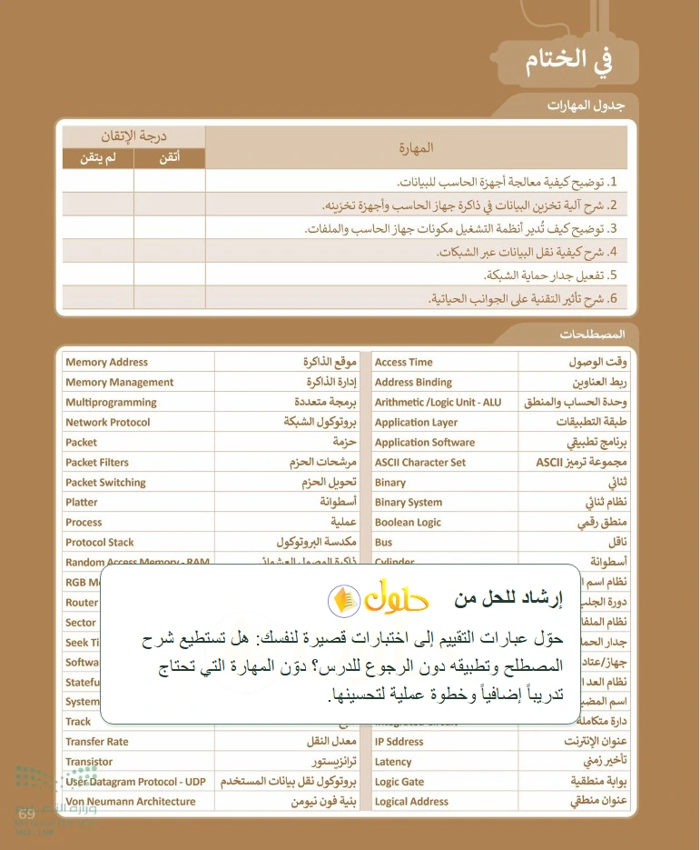 إرشاد تعليمي التقنية الرقمية 1 للصف الأول الثانوي صفحة 69