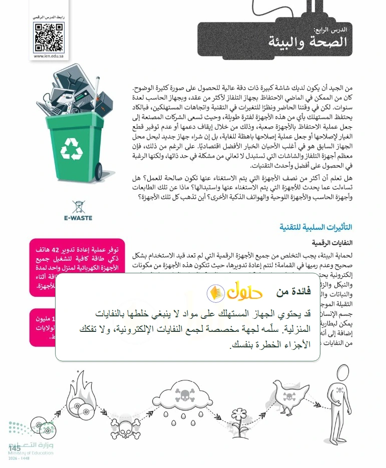 فائدة تعليمية التقنية الرقمية 1 للصف الأول الثانوي صفحة 145