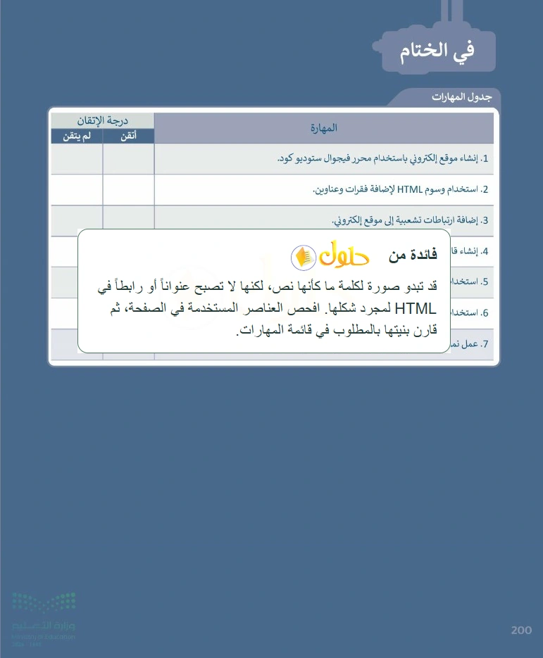 إرشاد تعليمي التقنية الرقمية 1 للصف الأول الثانوي صفحة 200