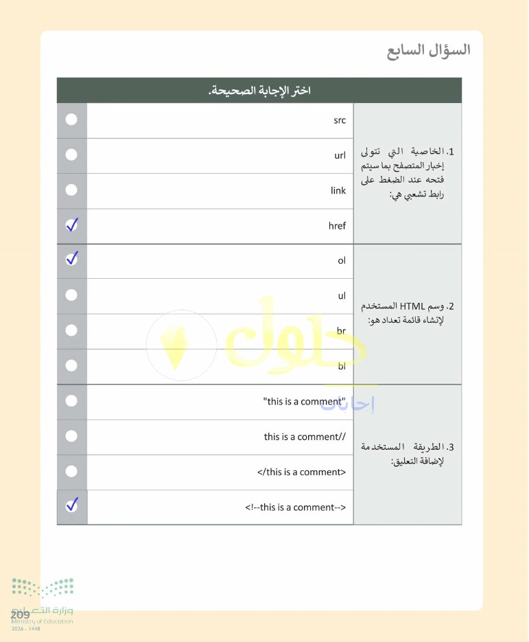 حل التقنية الرقمية 1 للصف الأول الثانوي صفحة 209