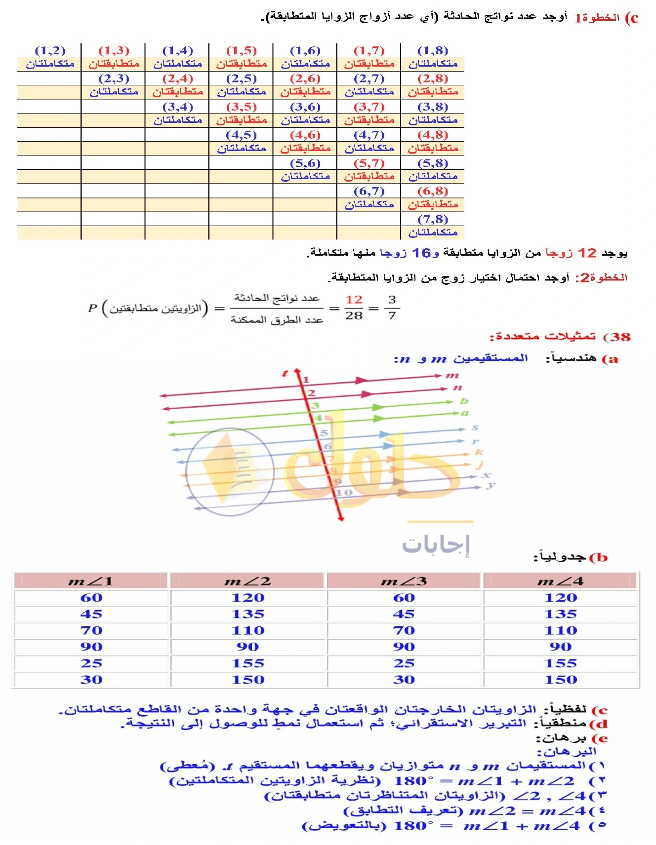 شرح وأنشطة الدرس 2-2: الزوايا والمستقيمان المتوازية في صفحة ١٠٠