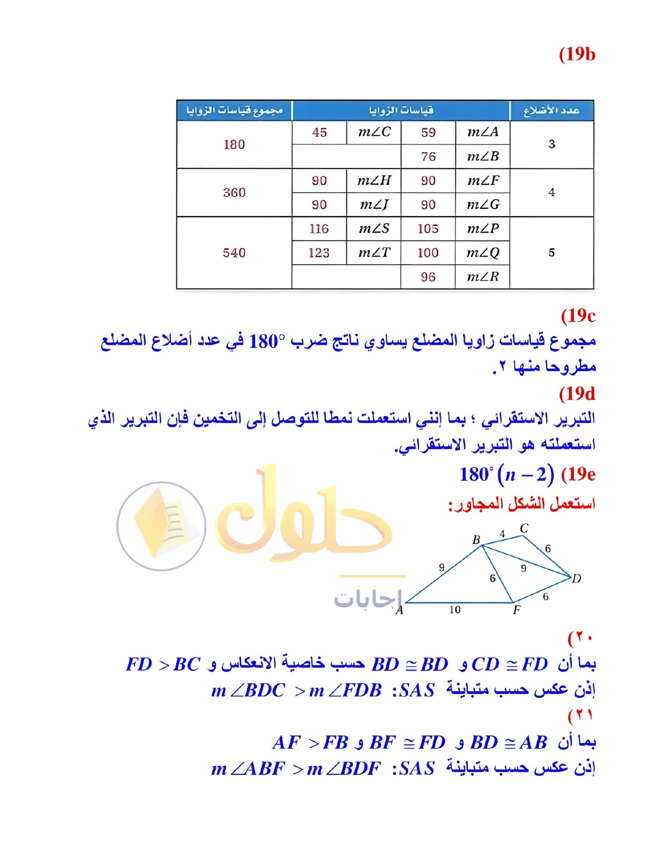 شرح وأنشطة الدرس 4-6: المتباينات في مثلثين في صفحة ٢٦٢