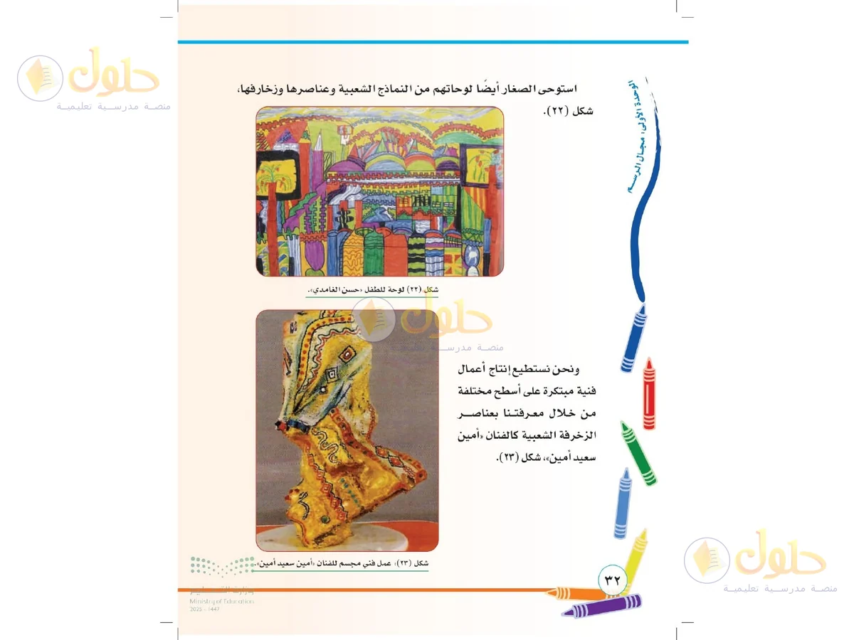 حل التربية الفنية للصف الثاني الابتدائي صفحة 32