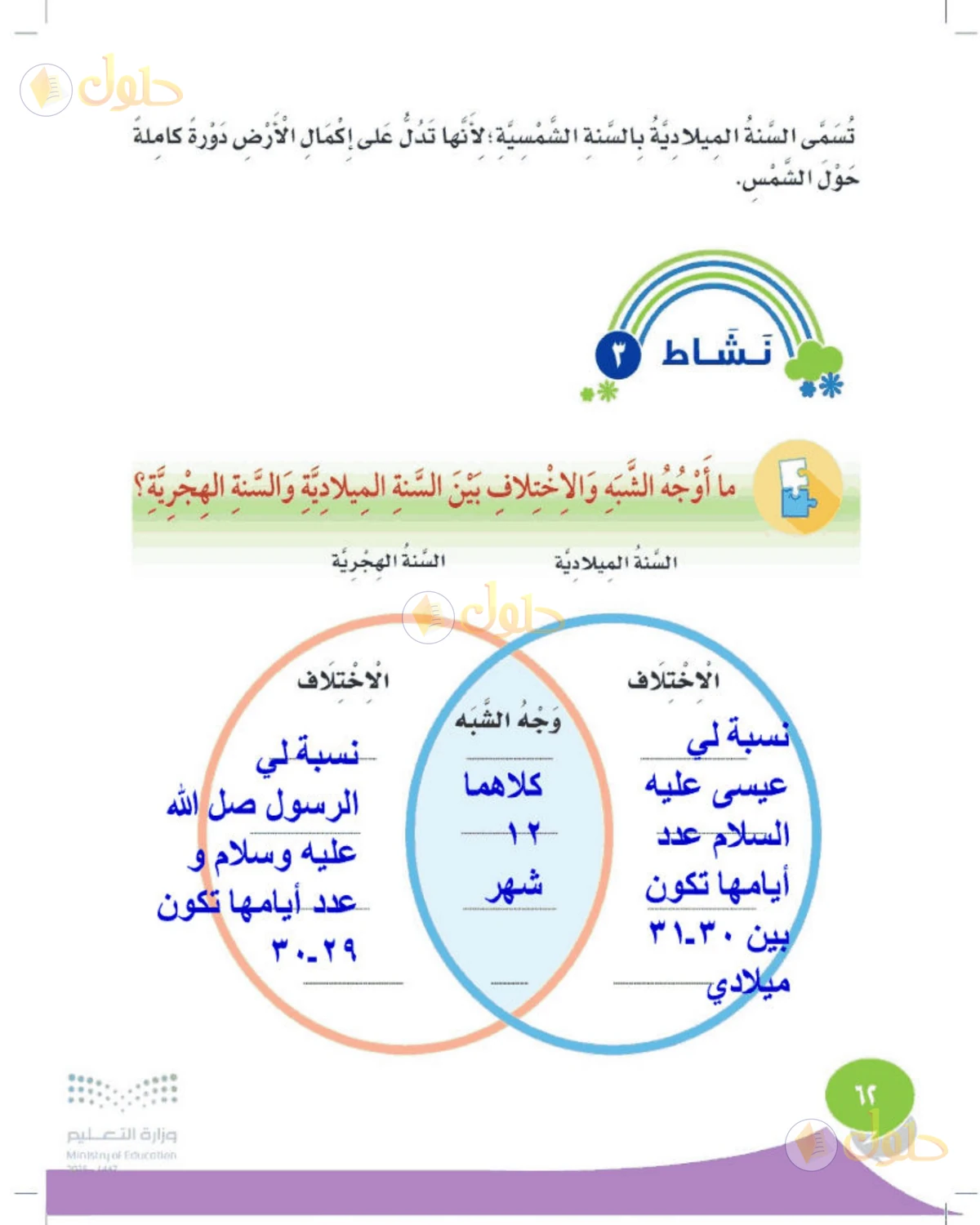 حل المهارات الحياتية والأسرية للصف الثاني الابتدائي صفحة 62