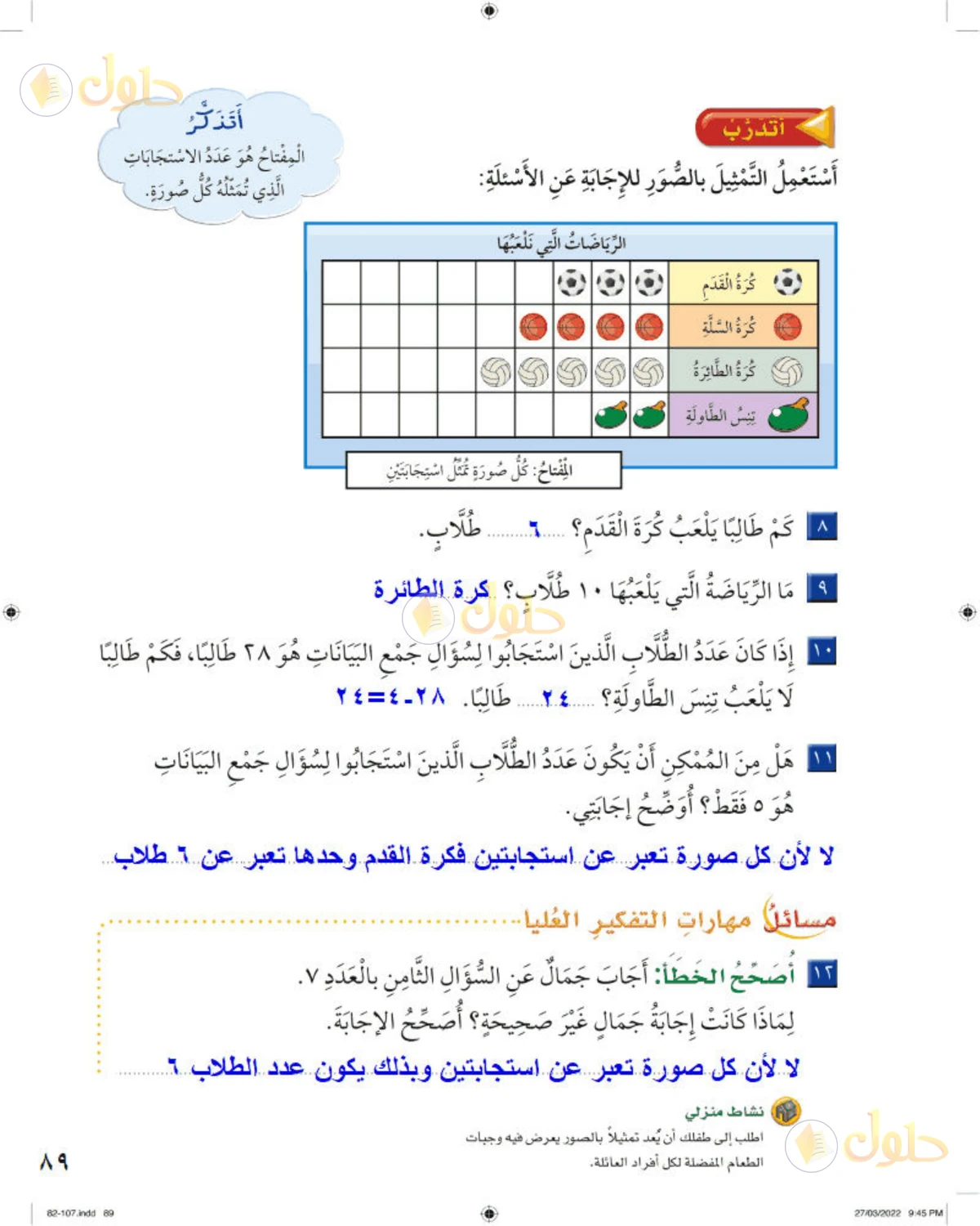 حل الرياضيات للصف الثاني الابتدائي صفحة 89 الجزء 1