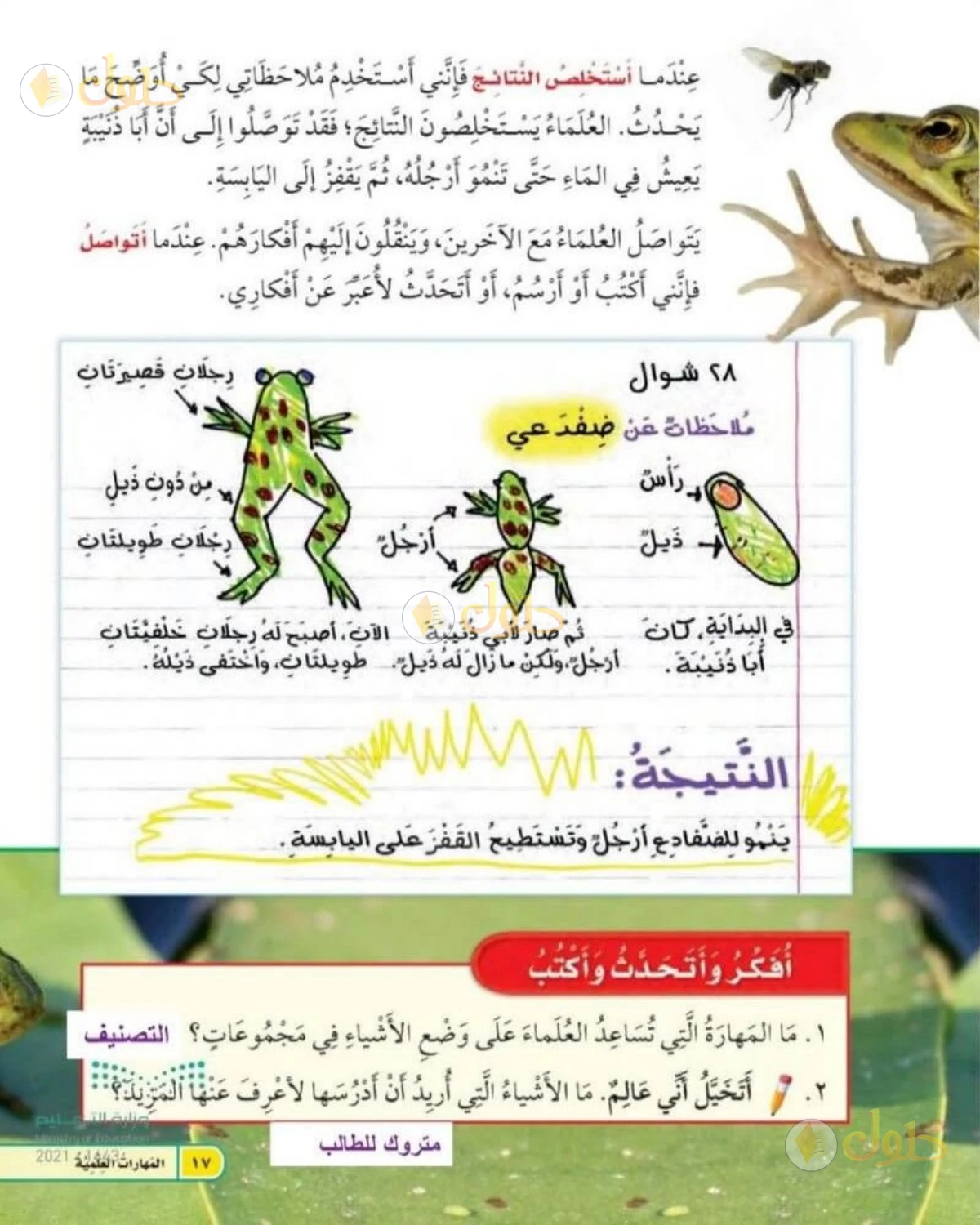 حل العلوم للصف الثاني الابتدائي صفحة 17