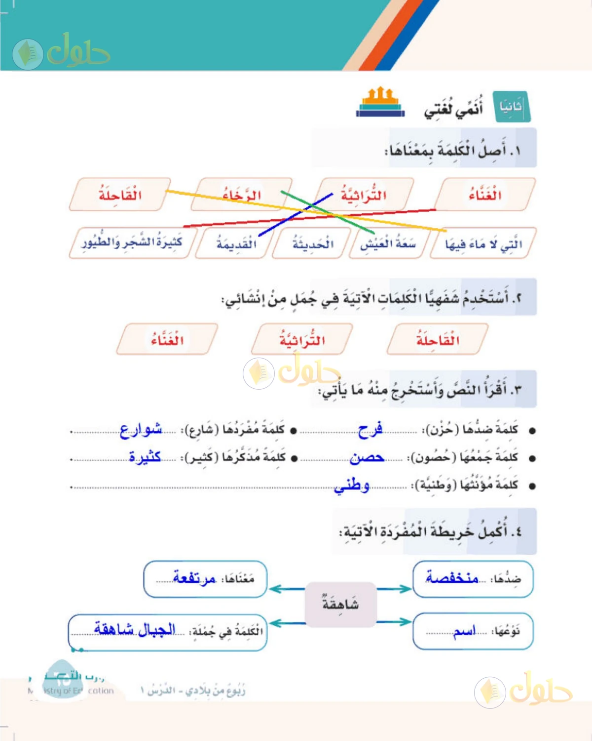 حل لغتي الصف الثالث الابتدائي صفحة 65