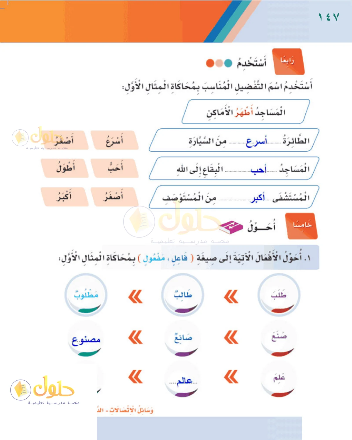 حل لغتي للصف الثالث الابتدائي صفحة 147