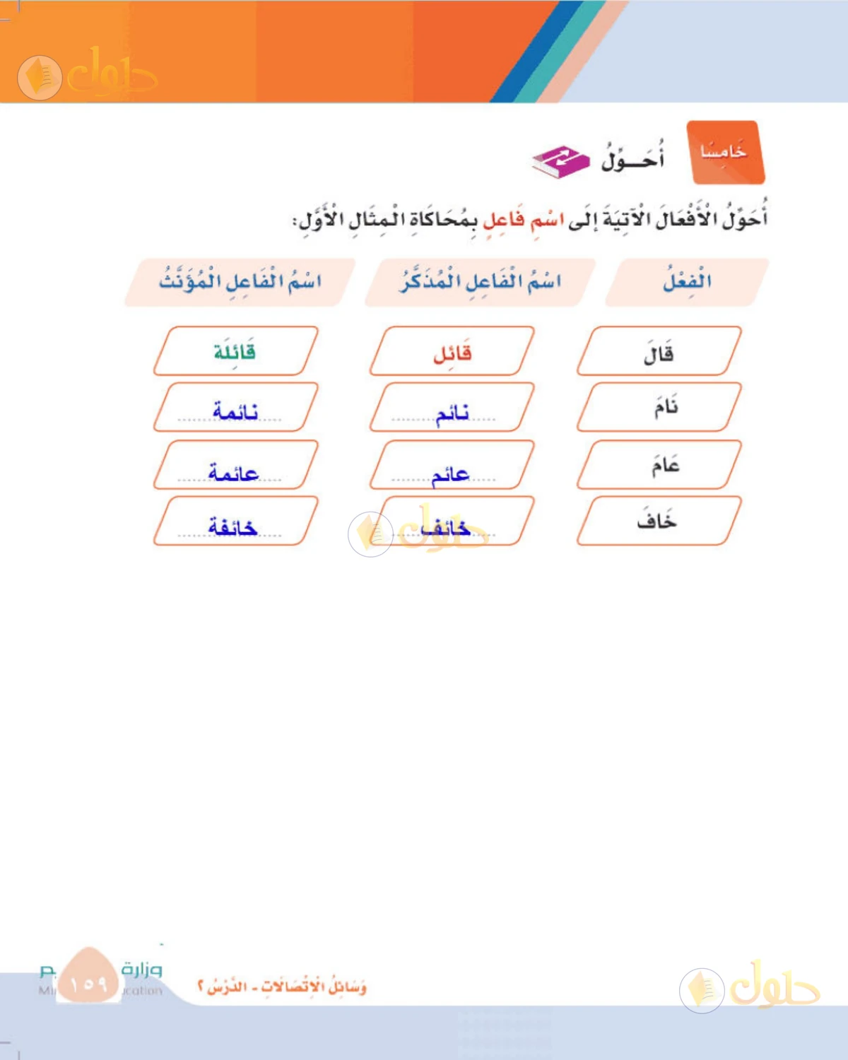 حل لغتي الصف الثالث الابتدائي صفحة 159