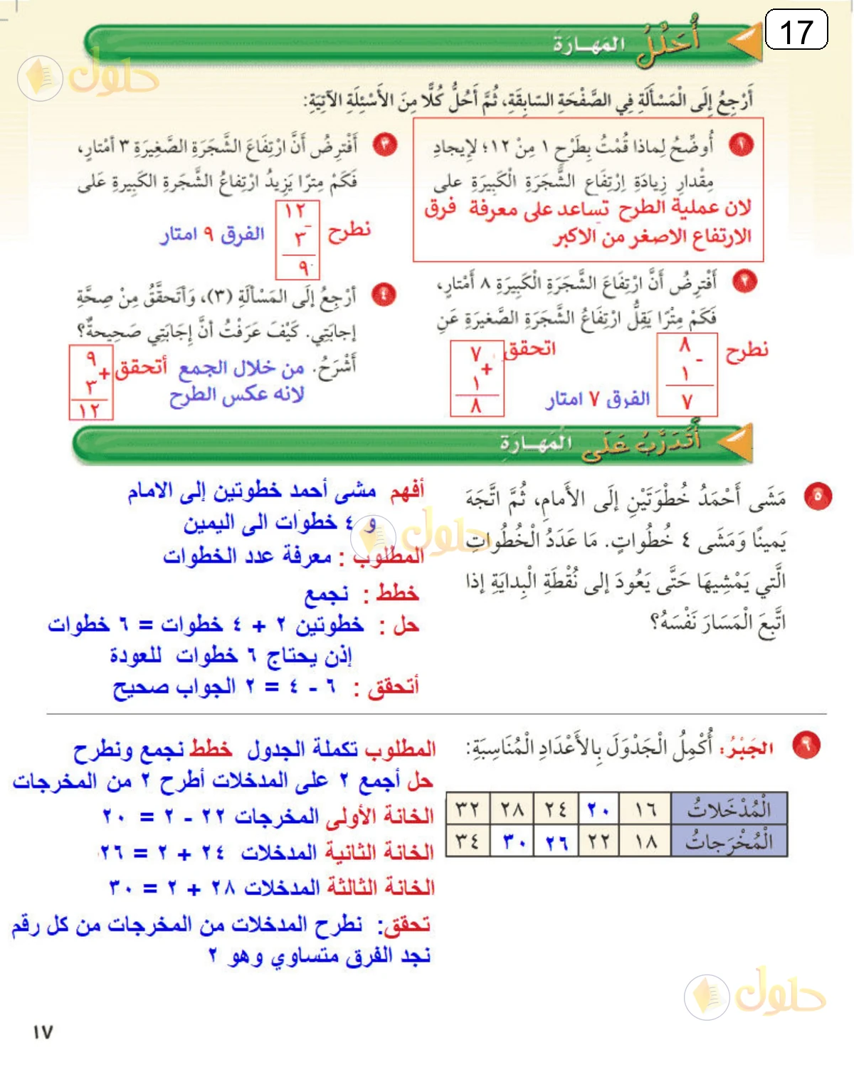 حل الرياضيات للصف الثالث الابتدائي صفحة 17 الجزء 1
