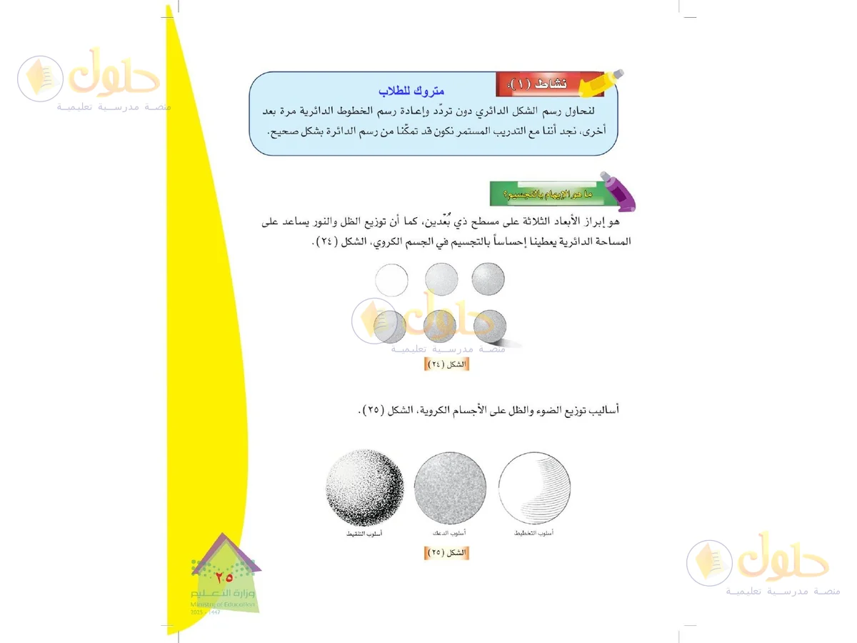 حل التربية الفنية للصف الرابع الابتدائي صفحة 25