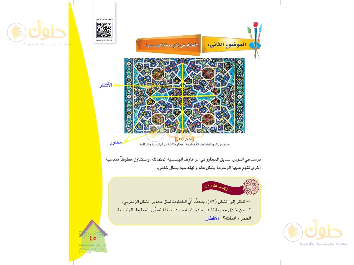 حل التربية الفنية للصف الرابع الابتدائي صفحة 45