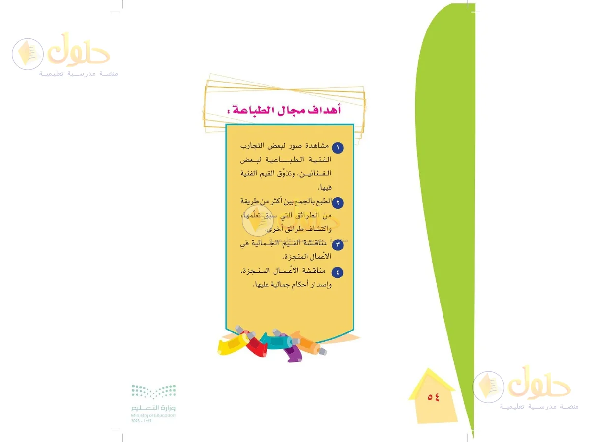 حل التربية الفنية للصف الرابع الابتدائي صفحة 54