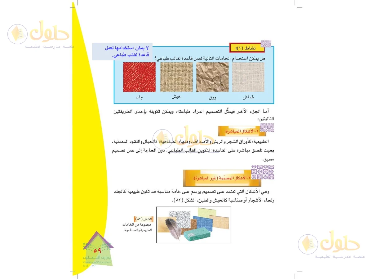 حل التربية الفنية للصف الرابع الابتدائي صفحة 59