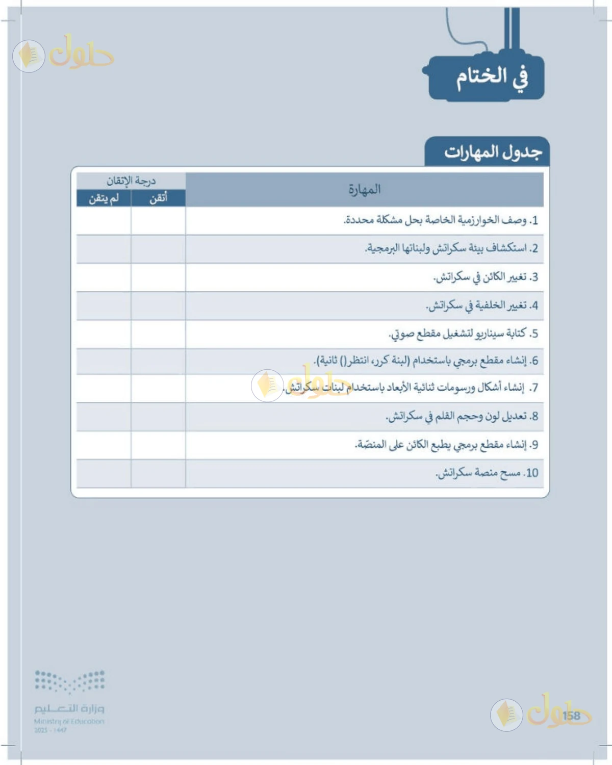حل المهارات الرقمية للصف الرابع الابتدائي صفحة 158