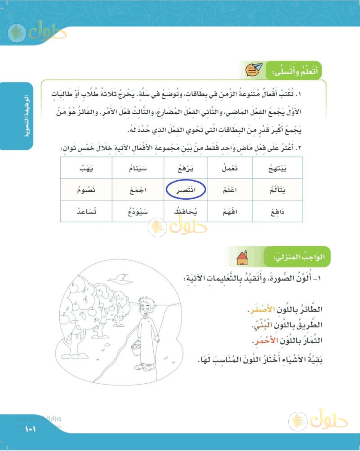 حل لغتي الصف الرابع الابتدائي صفحة 101
