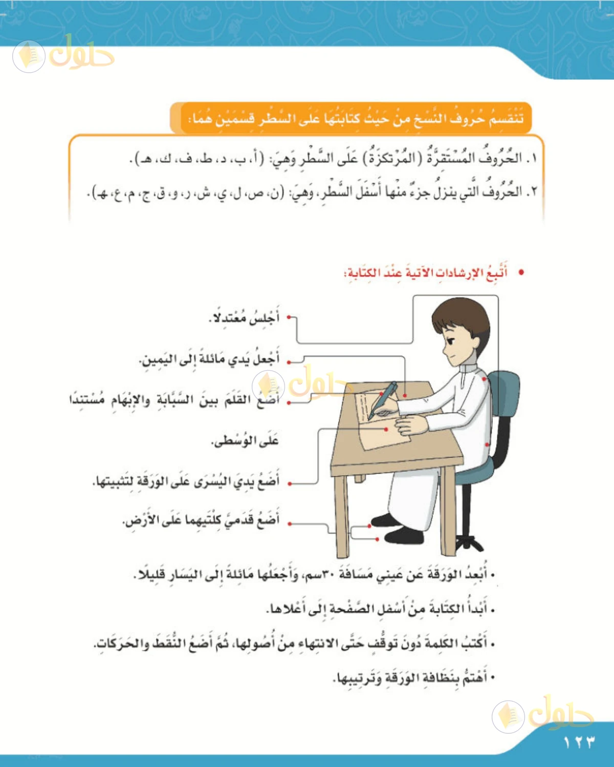 حل لغتي الصف الرابع الابتدائي صفحة 123