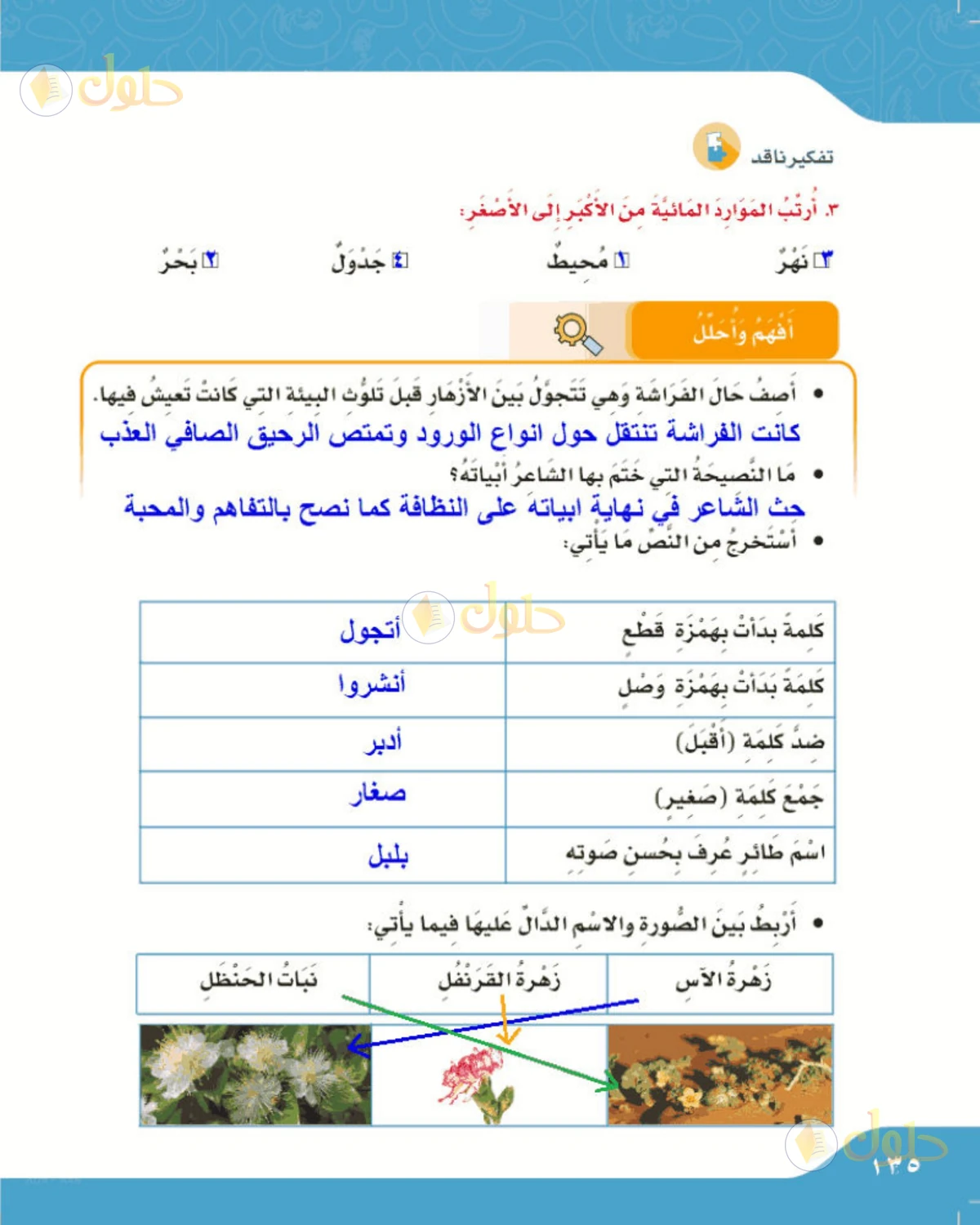 حل لغتي الصف الرابع الابتدائي صفحة 135