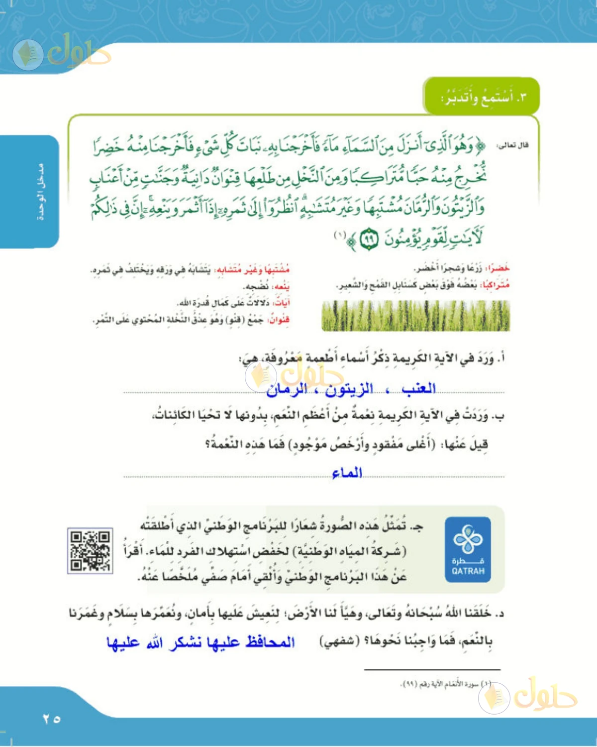 حل لغتي الصف الرابع الابتدائي صفحة 25
