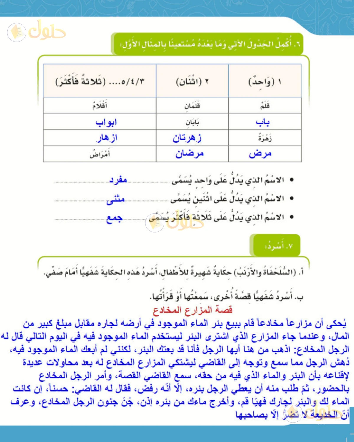 حل لغتي الصف الرابع الابتدائي صفحة 28