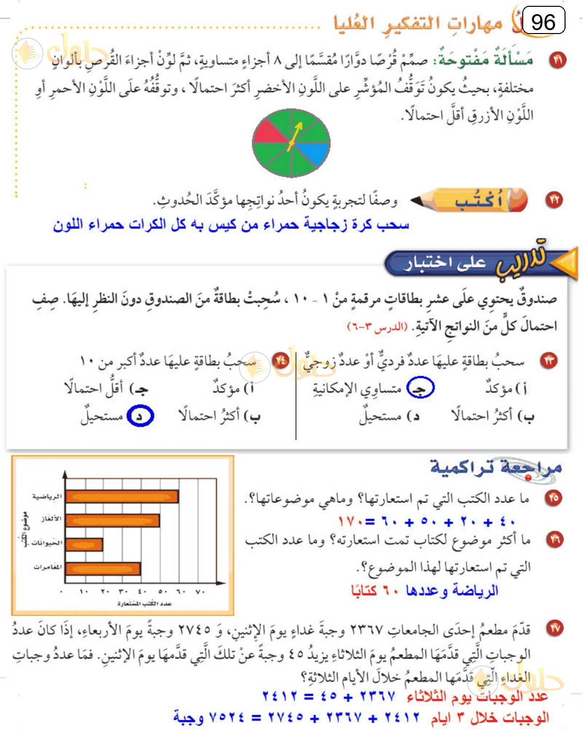 حل الرياضيات للصف الرابع الابتدائي صفحة 96 الجزء 1