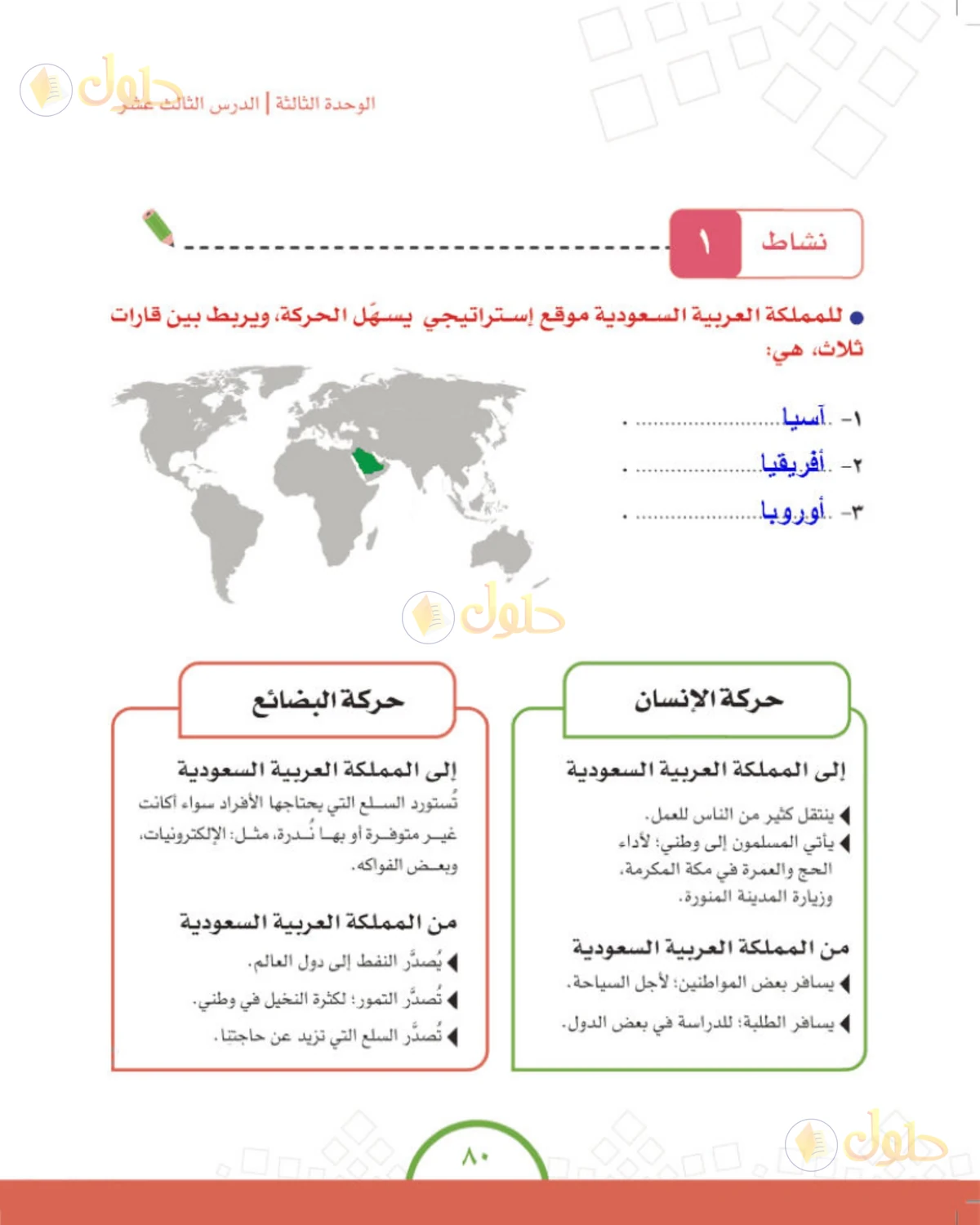 حل الدراسات الاجتماعية للصف الرابع الابتدائي صفحة 80