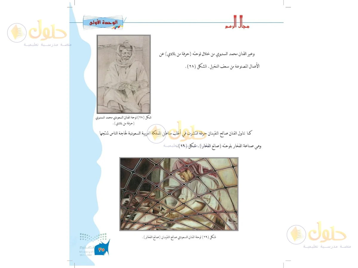 حل التربية الفنية للصف الخامس الابتدائي صفحة 35
