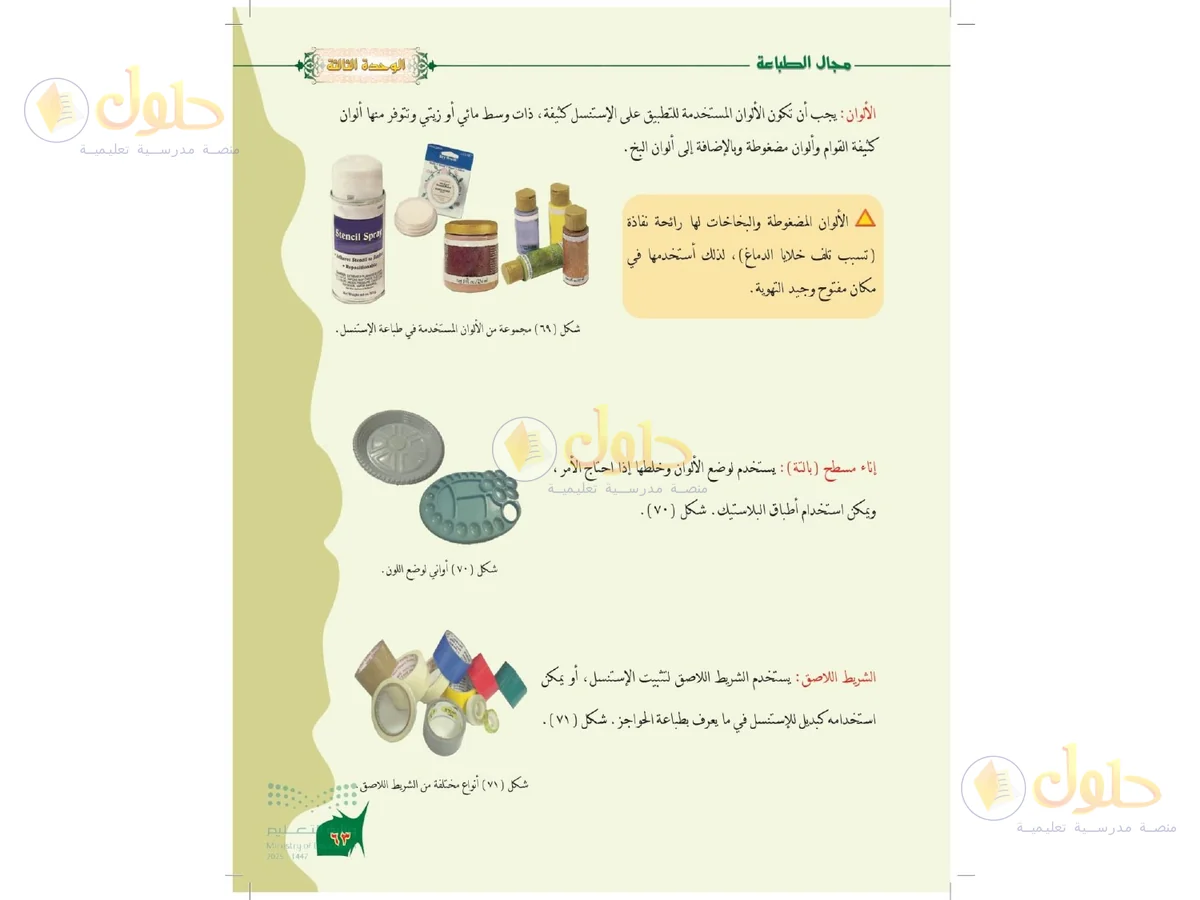 حل التربية الفنية للصف الخامس الابتدائي صفحة 63