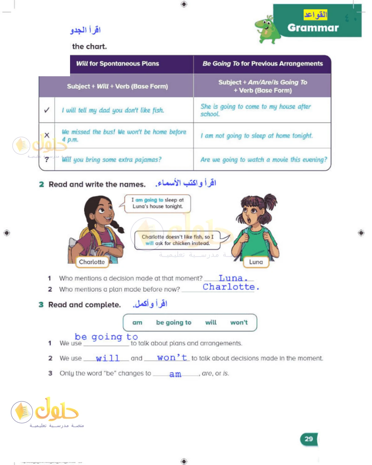 حل اللغة الإنجليزية للصف الخامس الابتدائي كتاب الطالب صفحة 40