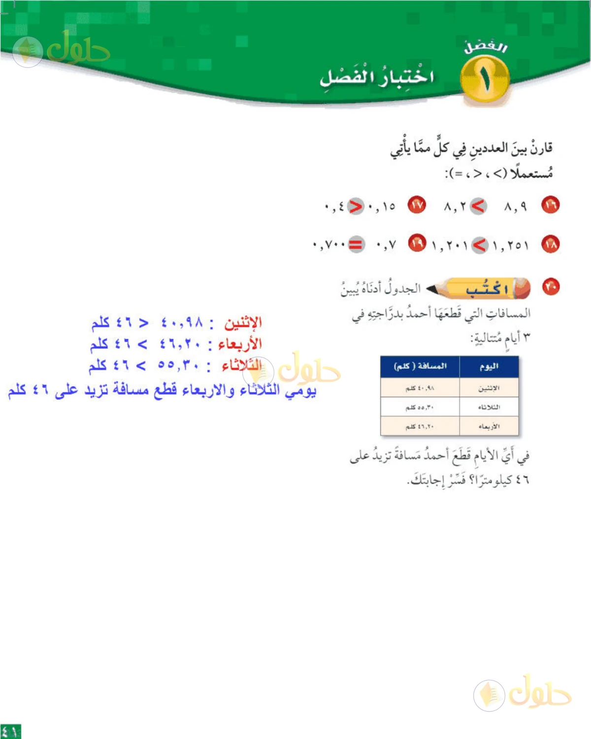 حل رياضيات الصف الخامس الابتدائي صفحة 41 الجزء 3