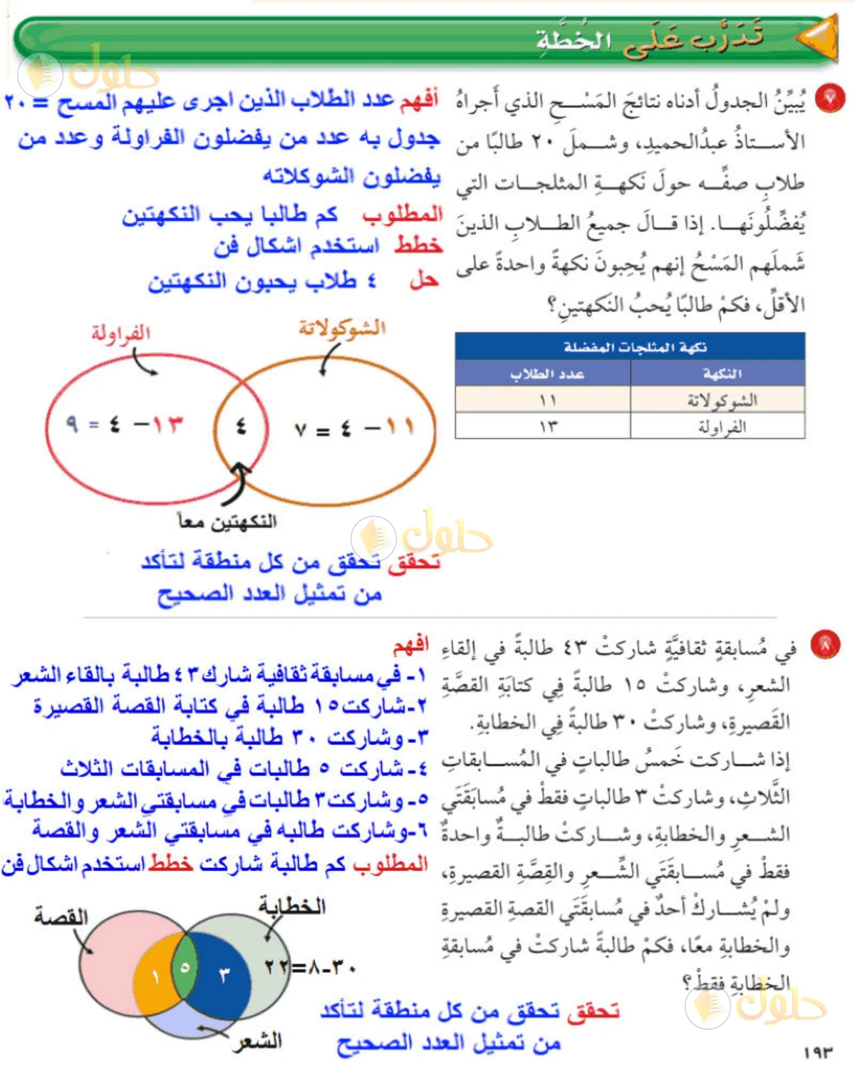 حل رياضيات الصف الخامس الابتدائي صفحة 193 الجزء 3