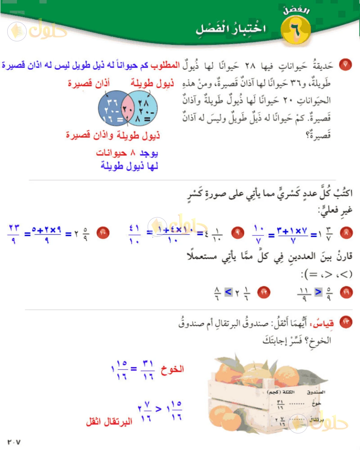 حل رياضيات الصف الخامس الابتدائي صفحة 207 الجزء 2