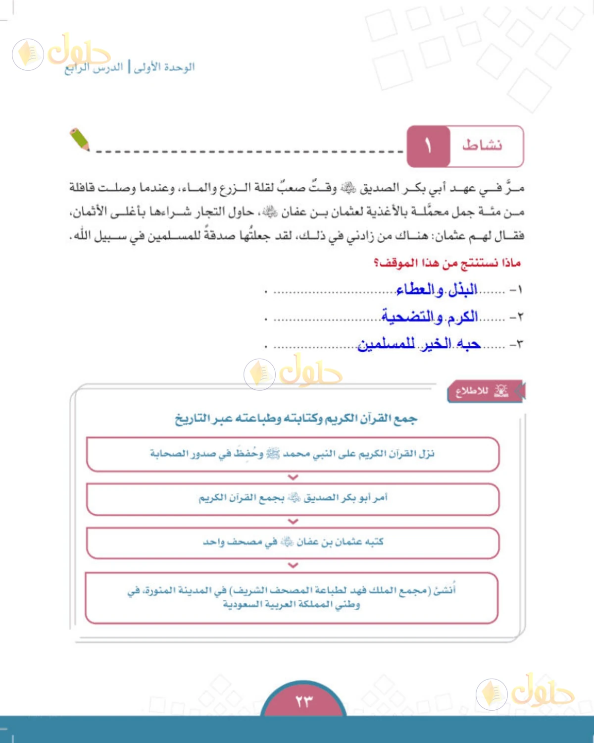 حل الدراسات الاجتماعية للصف الخامس الابتدائي صفحة 23