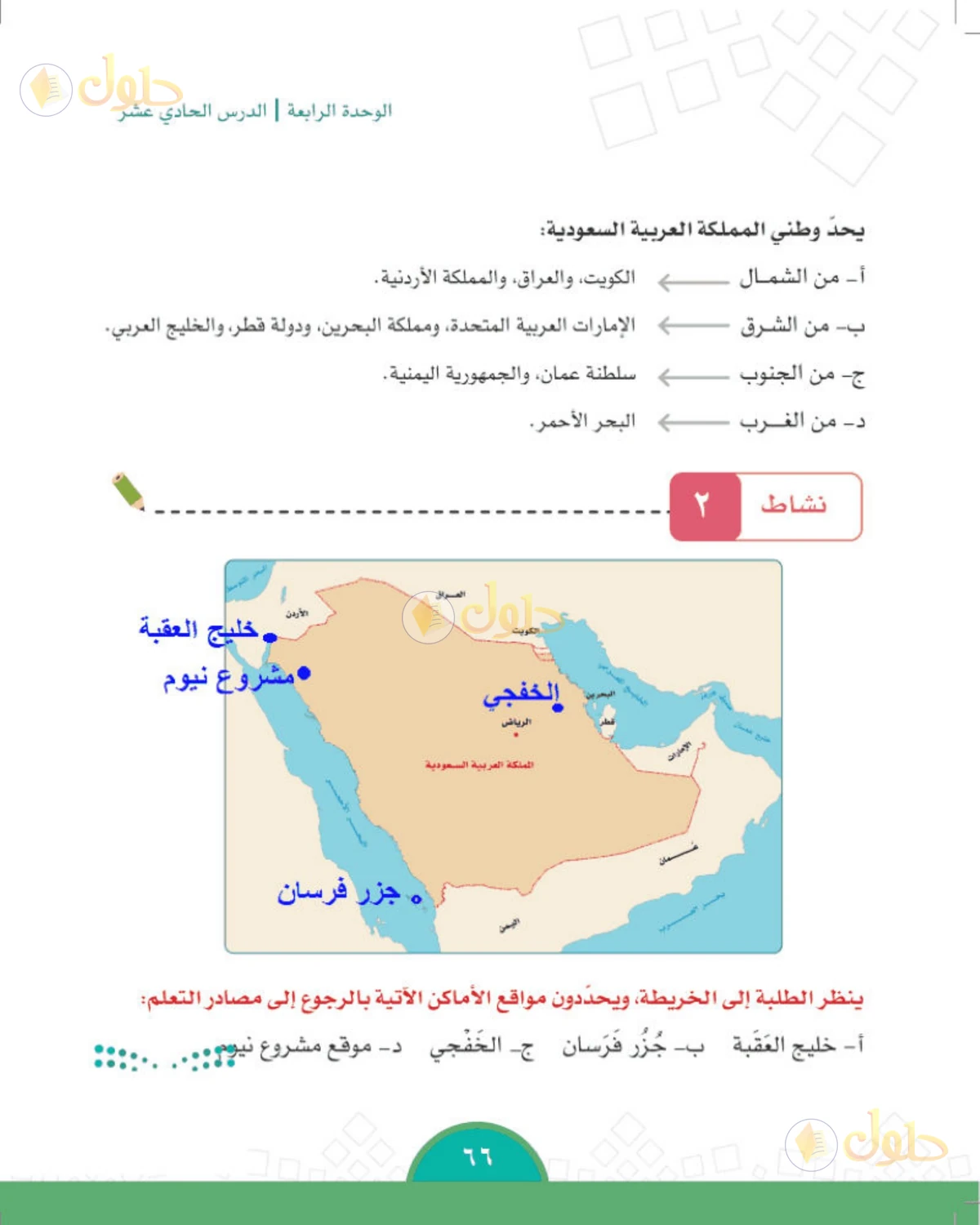 حل الدراسات الاجتماعية للصف الخامس الابتدائي صفحة 66