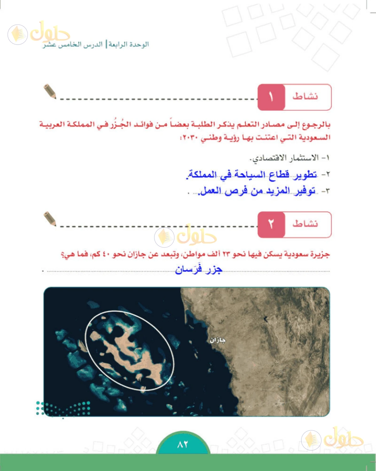 حل الدراسات الاجتماعية للصف الخامس الابتدائي صفحة 82