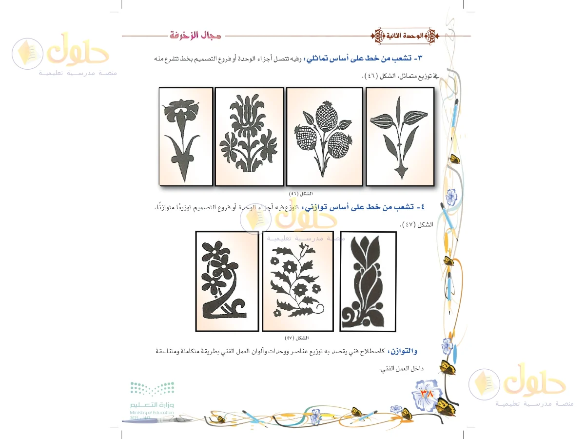 حل التربية الفنية للصف السادس الابتدائي صفحة 38