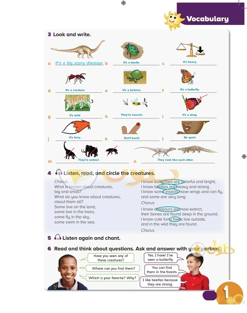 حل كتاب الطالب اللغة الإنجليزية سادس ابتدائي صفحة 11 — Living Things — Vocabulary