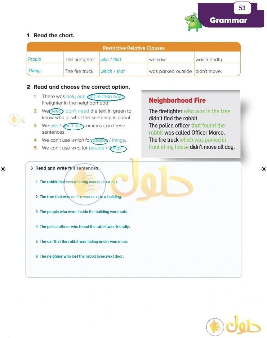 حل كتاب الطالب اللغة الإنجليزية سادس ابتدائي صفحة 53 — Professions — Grammar