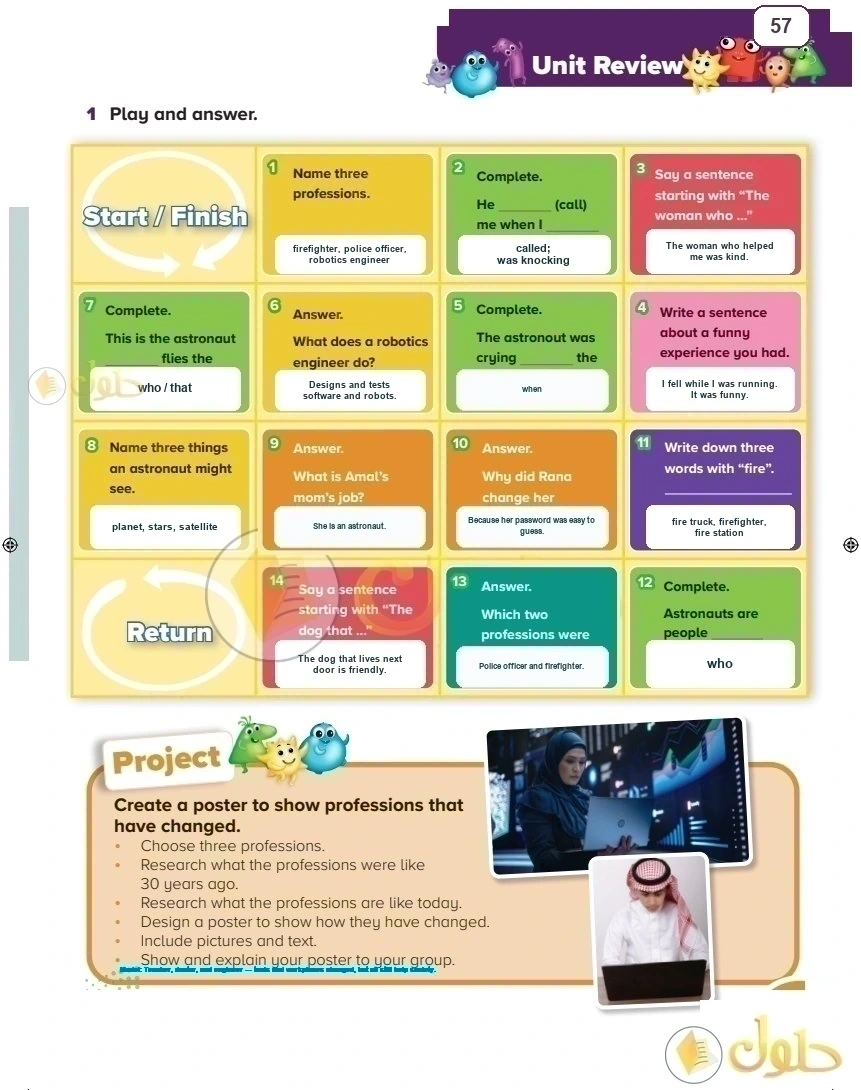 حل كتاب الطالب اللغة الإنجليزية سادس ابتدائي صفحة 57 — Professions — Review