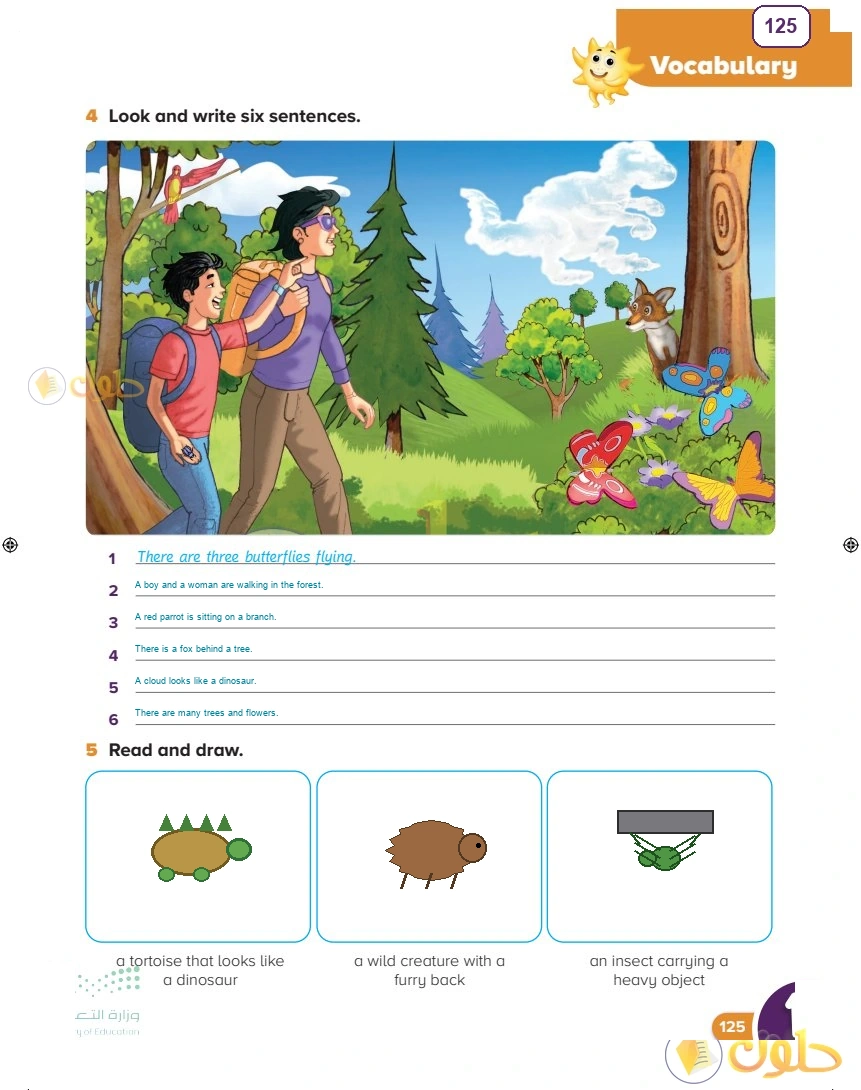 حل كتاب النشاط اللغة الإنجليزية سادس ابتدائي صفحة 125 — Living Things — Vocabulary